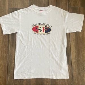 Vintage San Francisco Tee Shirt Anvil Brand White 49ers NFL Size Medium